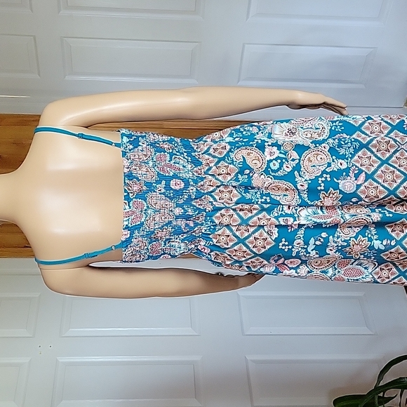 Xhilaration Turqouise Floral Maxi Dress - Picture 4 of 6